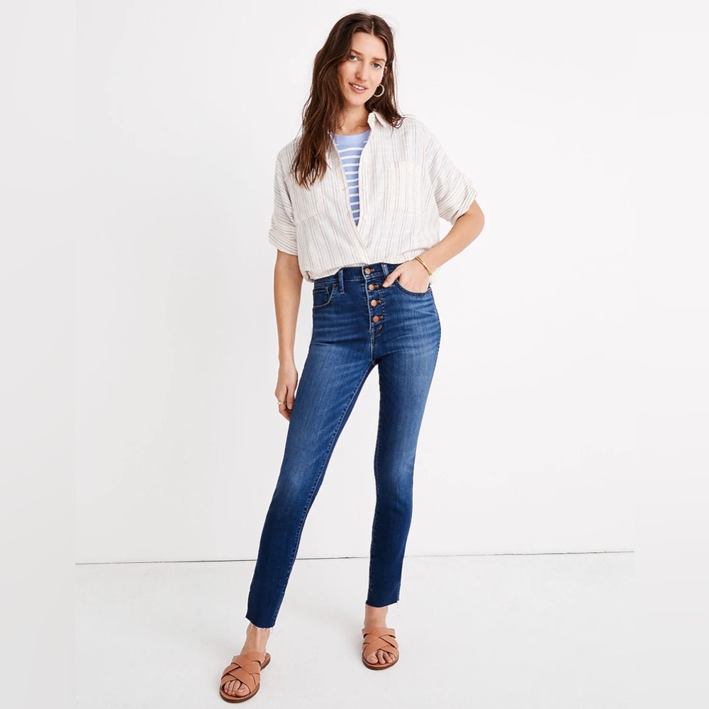 Madewell 10" High-Rise Skinny Crop Jeans - Button Front Tencel Edition